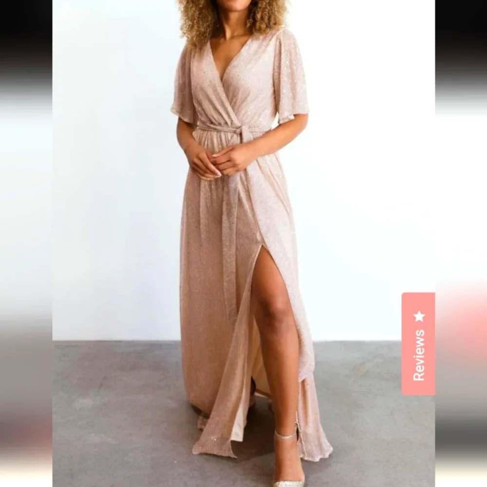 Baltic Born Shimmering Champagne Maxi Dress Size L - Picture 7 of 16